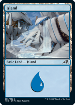 Island (286) Light Play, English Magic the Gathering MTG Kamigawa: Neon Dynasty - Image 1