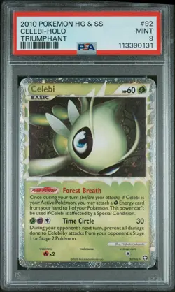 2010 POKEMON HEARTGOLD & SOULSILVER TRIUMPHANT #92 CELEBI-HOLO PSA 9 - Image 1