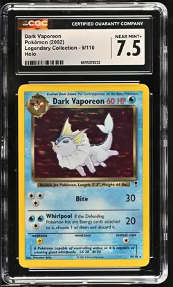 DARK VAPOREON Legendary Collection Holo Rare #9 CGC 7.5 Vintage Pokemon - Image 1