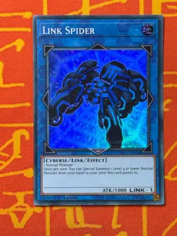 YUGIOH LINK SPIDER SUPER RARE 1ST EDITION LIGHT PLAY YS17-EN043 - Image 1