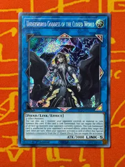 YUGIOH UNDERWORLD GODDESS OF THE CLOSED WORLD SECRET RARE 1ST NM BLVO-EN050 - Image 1