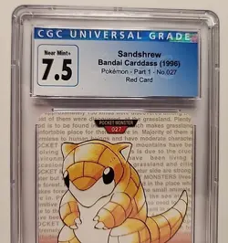 Sandshrew #027 Bandai Carddass 1996 Japanese Pokemon Red Card Graded CGC 7.5 - Image 3