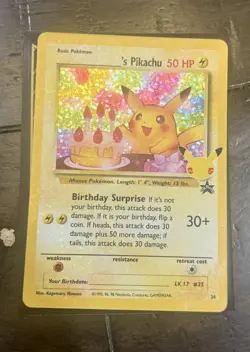 Birthday Pikachu Pokemon Trading Card #24 Celebrations Classic Collection - Image 1