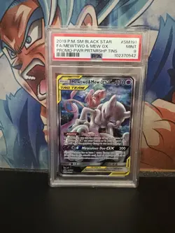 Mewtwo & Mew GX SM191 Holo Card PSA 9 Grade - Image 1
