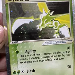 Scyther ex 102/109 Ruby and Sapphire Holo Pokemon Card, two swirls - Image 3