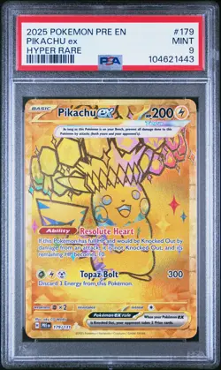 2025 POKEMON PRE EN-PRISMATIC EVOLUTIONS HYPER RARE #179 PIKACHU EX PSA 9 - Image 1
