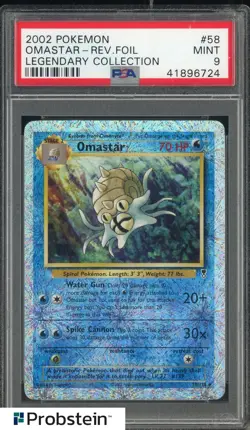 2002 Pokemon Legendary Collection Reverse Foil #58 Omastar PSA 9 MINT - Image 1