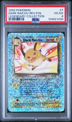 2002 POKEMON LEGENDARY COLLECTION #7 DARK RAICHU-REVERSE FOIL PSA 4 - Image 1