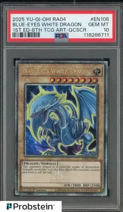 2025 Yu-Gi-Oh! RA04 1st Ed 8th TCG Art QCSCR EN108 Blue Eyes White Dragon PSA 10 - Image 1