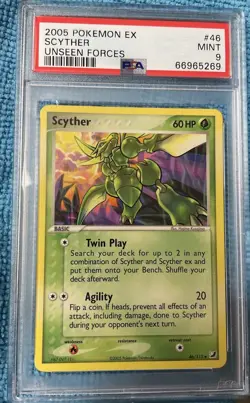 2005 Pokemon EX Scyther - Non Holo Uncommon Card - PSA 9 46/115 Unseen Forces - Image 1