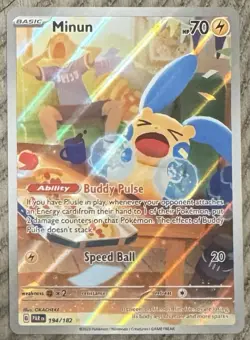 2023 Pokemon Paradox Rift Minun 194/182 Illustration Rare Card - Image 1