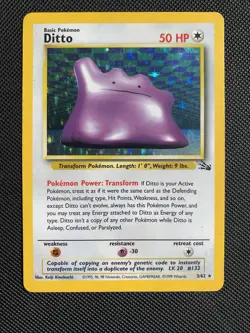 Pokemon TCG Ditto Fossil 3/62 Holo Unlimited Rare Card Vintage LP - Image 1