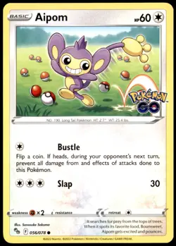 Aipom 056/078 Pokemon GO TCG Pokemon Card Non Holo Free Shipping! - Image 1