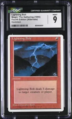 MTG Magic ALTERNATE 4th Edition Fourth CGC 9 MINT **** LIGHTNING BOLT - Image 1