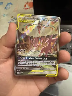 2020 Pokemon Espeon & Deoxys GX TAG TEAM SM240 Black Star Promo Sun & Moon - Image 1