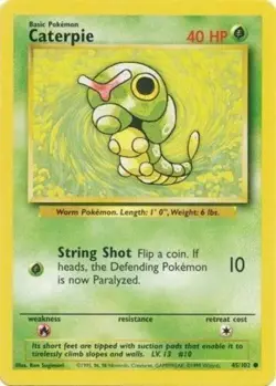 Caterpie 45/102 Base Set WOTC Pokemon Card LP - Image 1