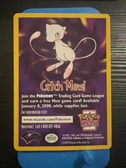 1999 Pokemon Wizards of the Coast Promos - CATCH MEW Card NM - Pokemon the Movie - Image 1
