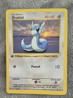[NM-LP] Dratini 026/102 Base Set (Shadowless) **1st Edition** RARE Pokemon Card - Image 1