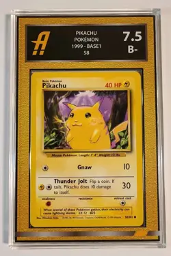 Pokemon Card Pikachu Base Set Graded Ambr 7.5 Golden Faded Matte - Image 1
