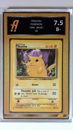 Pokemon Card Pikachu Base Set Graded Ambr 7.5 Golden Faded Matte - Image 3