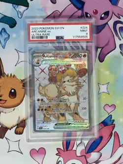 Pokemon Arcanine EX Holo Ultra Rare TCG Card 224/198 SV Base Set PSA 9 - Image 1
