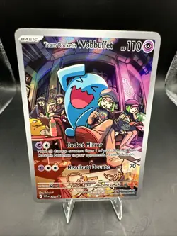 Pokemon TCG Team Rockets Wobbuffet 203 Black Star Promo Full Art Illustration - Image 1