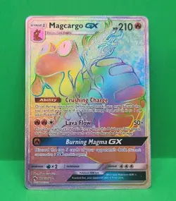 Pokemon SM Lost Thunder MINT Condition Rainbow Hyper Rare Magcargo GX 218/214 - Image 2
