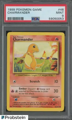 1999 Pokemon Game #46 Charmander PSA 9 MINT - Image 1