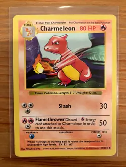 Pokemon TCG Base Set Shadowless Charmeleon 024/102 Uncommon Regular HP - Image 1