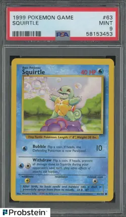 1999 Pokemon Game #63 Squirtle PSA 9 MINT - Image 1