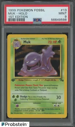 1999 Pokemon Fossil 1st Edition #13 Muk Holo PSA 9 MINT - Image 1