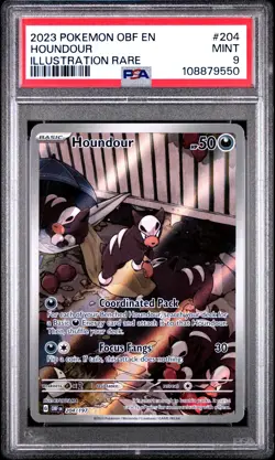 2023 POKEMON OBF EN-OBSIDIAN FLAMES ILLUSTRATION RARE #204 HOUNDOUR PSA 9 - Image 1