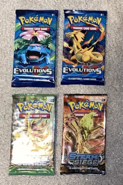 Pokemon TCG XY Evolutions Steam Siege Fates Collide Booster Packs x4 Sealed - Image 1