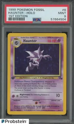 1999 Pokemon Fossil 1st Edition #6 Haunter Holo PSA 9 MINT - Image 1