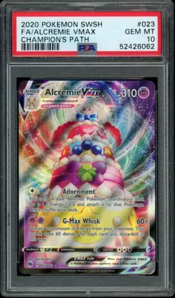 2020 Pokemon TCG SWSH Champion's Path FA Alcremie VMAX #023 PSA 10 GEM MINT - Image 1