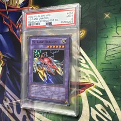 Yugioh! YZ-Tank Dragon MFC-054 Super Rare 1st Edition PSA MINT 9 - Image 1