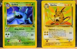 Pokemon Lot of 2 Non Holo Fossil Cards LP+ Raichu & Golbat - Image 1