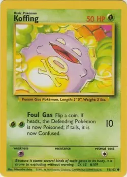 Koffing 51/102 Base Set WOTC Pokemon Card LP - Image 1