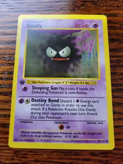 👻Pokemon Card Gastly 50/102 - 1st Edition Base Set Shadowless 1999 NM - Image 1