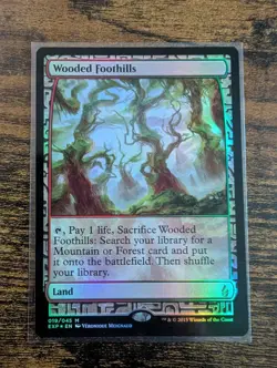 Wooded Foothills (FOIL) - Zendikar Expeditions - MTG - NM Fetch Land - Image 1