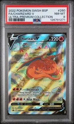 Pokemon SWSH260 Ultra Premium Collection FA Charizard V Black Star Promo PSA 8 - Image 1