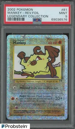 2002 Pokemon Legendary Collection Reverse Foil #81 Mankey PSA 9 MINT - Image 1