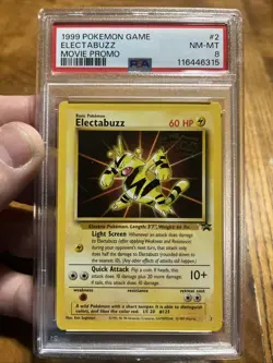 1999 WOTC POKEMON MOVIE BLACK STAR PROMO NON-HOLO STAMPED ELECTABUZZ #2 PSA 8 - Image 1