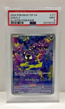 PSA 9 MINT 2024 Pokemon Temporal Forces Gastly Illustration Rare #177 - Image 1