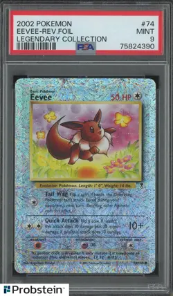 2002 Pokemon Legendary Collection Reverse Foil #74 Eevee PSA 9 MINT - Image 1