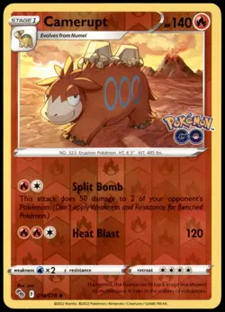 Camerupt Reverse Holo 014/078 Pokemon Go TCG Pokemon Card Free Shipping! - Image 1
