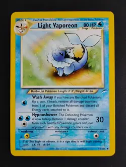 Light Vaporeon 52/105 Neo Destiny Non-Holo LP Vintage Pokemon Card 2000 - Image 1