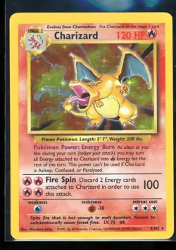 1999 Pokemon TCG Charizard Holo Rare Card 04/102 [MP+] - Image 1