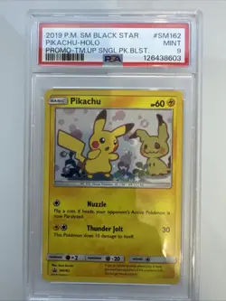 Pokemon Pikachu x Mimikyu SM162 Holo Black Star Promo Card PSA 9 - Image 1