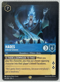 Disney Lorcana TCG - Hades: Infernal Schemer 147/204 Non-Foil Legendary Card - Image 1